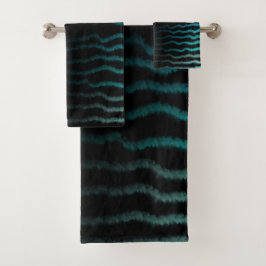 Conjunto De Toalhas Arte abstrata de ondas turquesa salgadas da praia