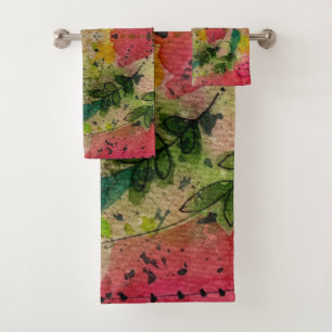 Conjunto De Toalhas Arte Abstrata Impressionista com Aquarela e Tinta