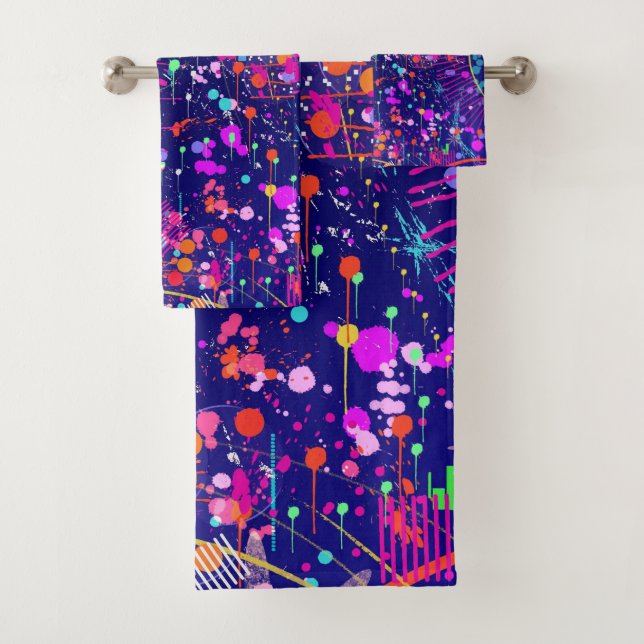 Conjunto De Toalhas Arte abstrata Jubileu Azul (Insitu)