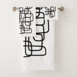Conjunto De Toalhas Arte Abstrata Minimalista Contemporânea de Linha