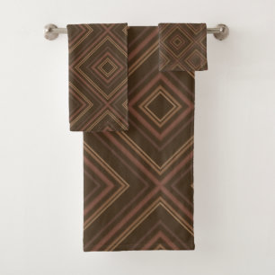 Conjunto De Toalhas Arte abstrata moderna diamante hipnótico tom terro