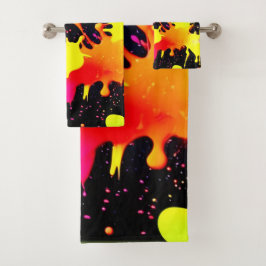 Conjunto De Toalhas Arte abstrata neon vibrante em movimento