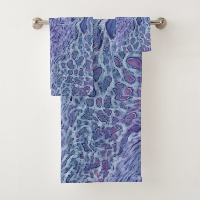 Conjunto De Toalhas Arte Abstrato de Azul e Violeta (Insitu)