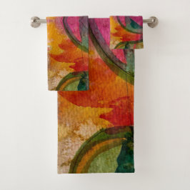 Conjunto De Toalhas Arte abstrato expressionista em aquarela e tinta