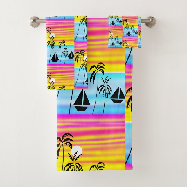 Conjunto De Toalhas Arte Africana, Verão Tropical Sunset (Insitu)