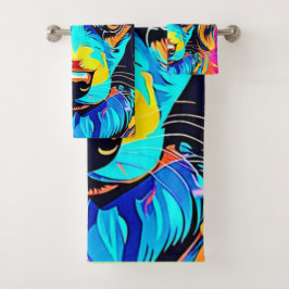 Conjunto De Toalhas Arte Canina Pop de Cor Elétrica
