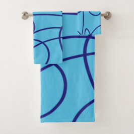 Conjunto De Toalhas Arte Contemporânea em Azul