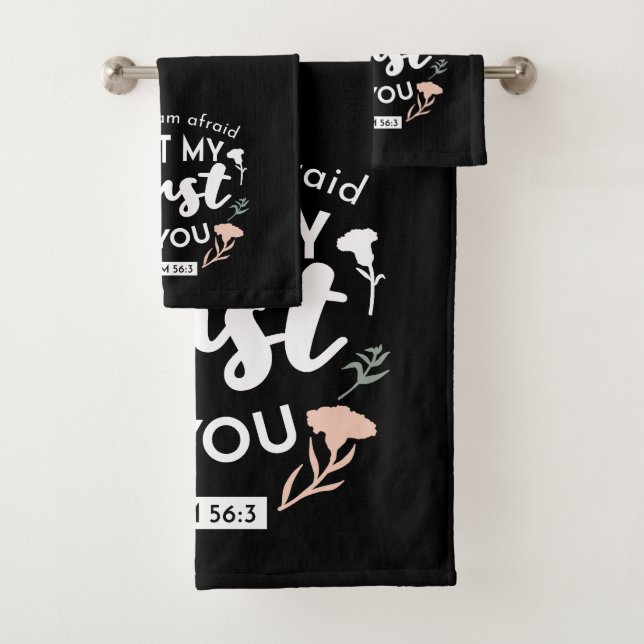 Conjunto De Toalhas Arte Cristã Floral Escura - Salm 56:3 (Insitu)