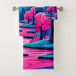 Conjunto De Toalhas Arte da Floresta Rosa-Ligada