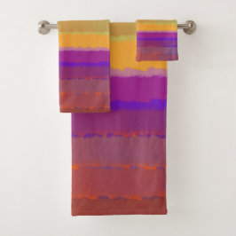 Conjunto De Toalhas Arte de água colorida salgada nascer do sol brilha