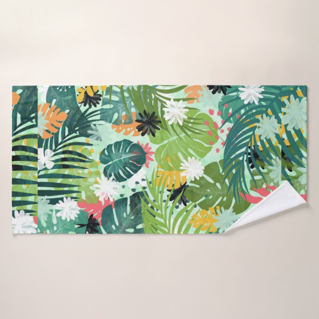 Conjunto De Toalhas Arte de Aquarela Tropical (Toalha de Banho)