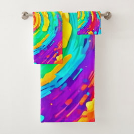 Conjunto De Toalhas Arte de Coloração Espiral Vibrante