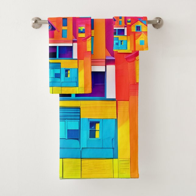 Conjunto De Toalhas Arte de Dreamscape de Cityscape Vibrante (Insitu)