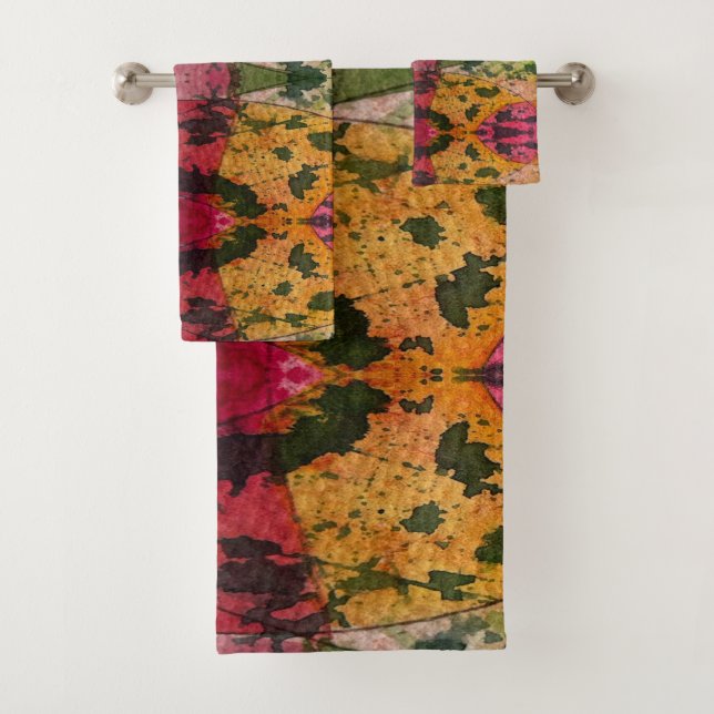 Conjunto De Toalhas Arte de Expressionismo Abstrato com Aquarela e Tin (Insitu)