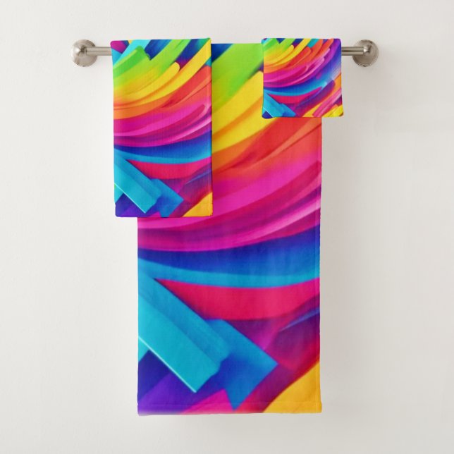 Conjunto De Toalhas Arte de Formas Abstratas Vibrantes (Insitu)