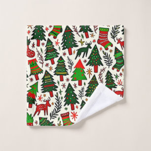 Conjunto De Toalhas Arte de Impressão de Padrão de Natal Vibrante