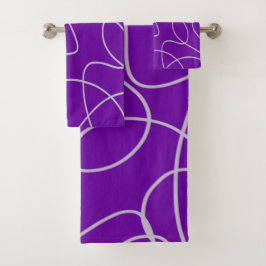 Conjunto De Toalhas Arte de linha Abstrato moderna em roxo