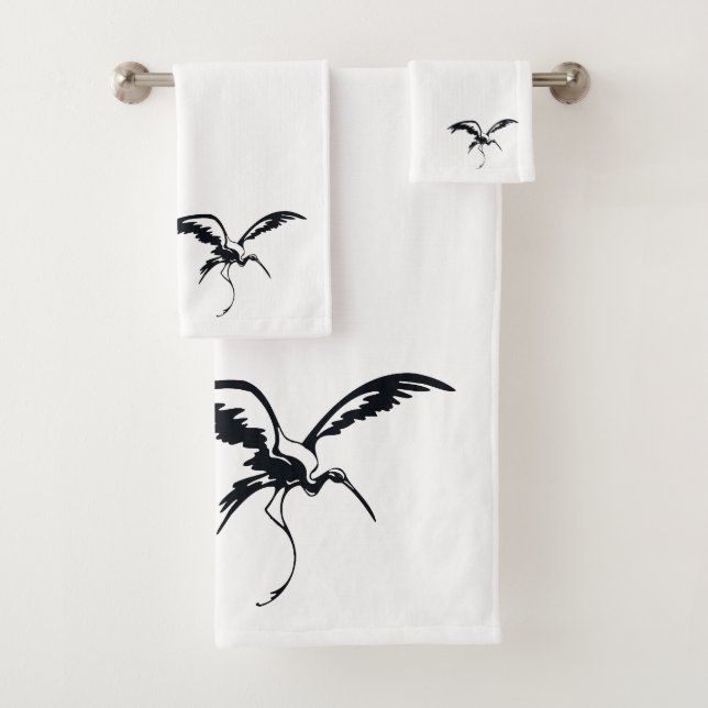 Conjunto De Toalhas Arte de Linha de Crane Voadora (Insitu)