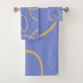 Conjunto De Toalhas Arte de linha: Dourado em azul