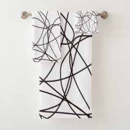 Conjunto De Toalhas Arte de linhas brancas e pretas