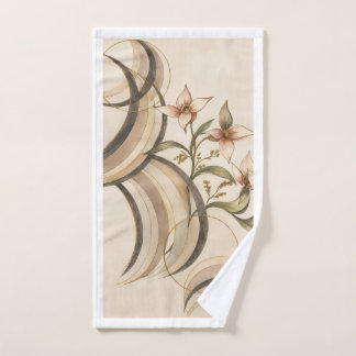 Conjunto De Toalhas Arte de Linhas de Caligrafia e Florais Abstratos T