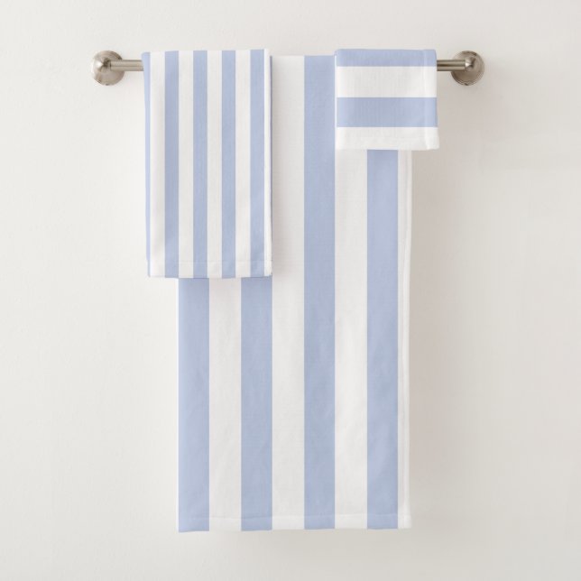 Conjunto De Toalhas Arte de Listra Vertical Azul Branco Suave (Insitu)