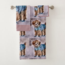 Conjunto De Toalhas Arte de Natal de Poodle