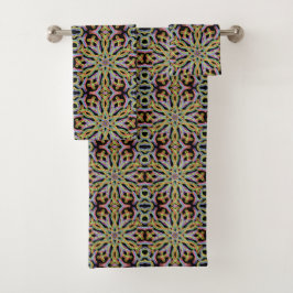 Conjunto De Toalhas Arte de Padrão de Corda de Corda Colorida em Arco-