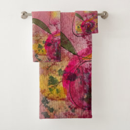 Conjunto De Toalhas Arte de Pintura Abstrata em Aquarela e Tinta