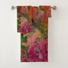 Conjunto De Toalhas Arte de Pintura Bonita Abstrata com Aquarela e Tin