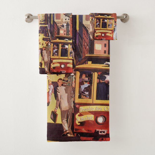 Conjunto De Toalhas Arte de Poster de Viagem de Carris de Cabo Antigos (Insitu)