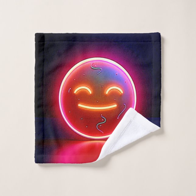 Conjunto De Toalhas Arte de Rosto Feliz com Brilho Neon (Pano de lavar)