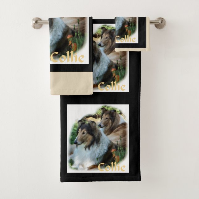 Conjunto De Toalhas Arte de Rough Collie Sable (Insitu)