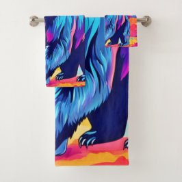 Conjunto De Toalhas Arte de Urso Vibrante