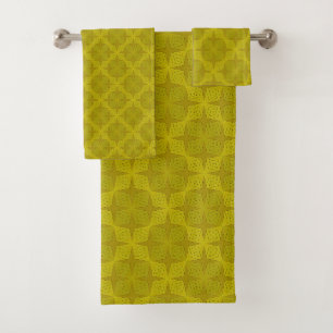 Conjunto De Toalhas Arte deco azeitona verde geométrica