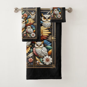 Conjunto De Toalhas Arte Deco Coruja Arco-íris