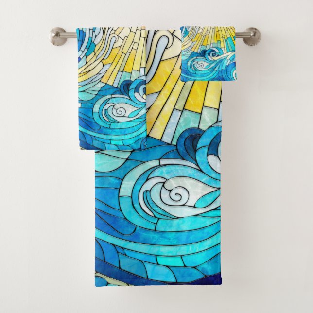 Conjunto De Toalhas Arte do mosaico da Onda do Oceano (Insitu)