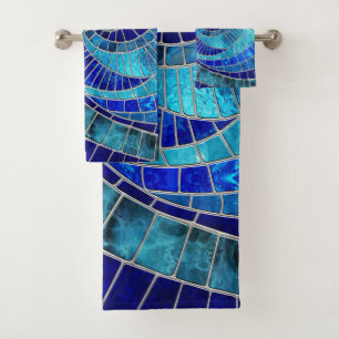 Conjunto De Toalhas Arte do mosaico da Onda Oceânica
