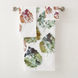 Conjunto De Toalhas Arte em Aquarela de Folhas Caindo de Outono Rústic
