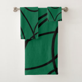 Conjunto De Toalhas Arte em Linha Moderna em Verde e Preto