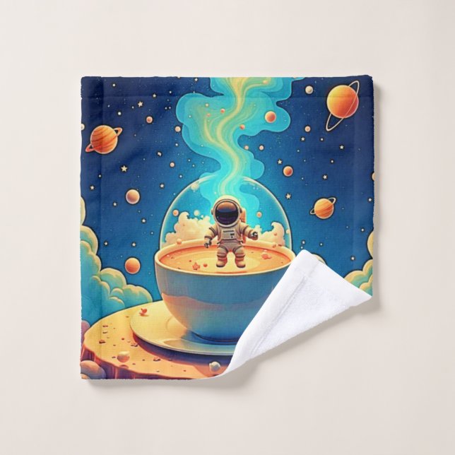 Conjunto De Toalhas Arte Espacial Café Astronauta (Pano de lavar)