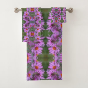Conjunto De Toalhas Arte Flor de Astras Rosa Selvagens
