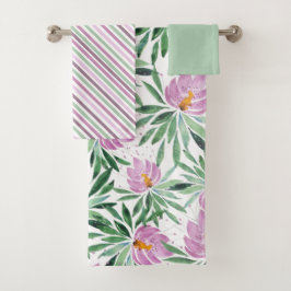 Conjunto De Toalhas Arte Floral A Cor De Água Rosa Russa Do País