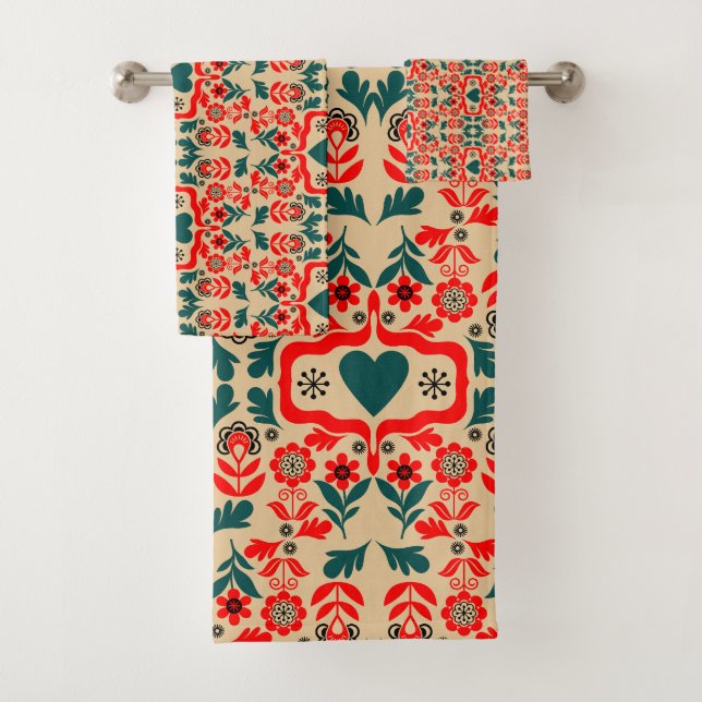 Conjunto De Toalhas Arte Floral Abstrata Boho (Insitu)
