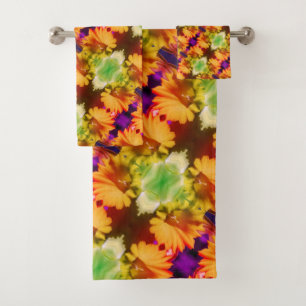 Conjunto De Toalhas Arte Floral Abstrato