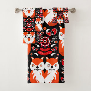 Conjunto De Toalhas Arte Folclórica da Raposa Escandinava