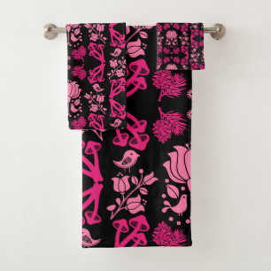 Conjunto De Toalhas Arte Folclórica de Cogumelos Florestais Nórdicos
