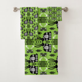 Conjunto De Toalhas Arte Foliar Nórdica Escandinava do Coelho