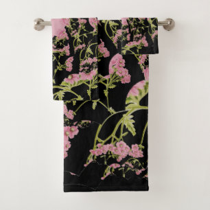Conjunto De Toalhas Arte fractal de Aquiles, rosa e preto