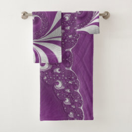Conjunto De Toalhas Arte Fractal Espiral Magenta Psicodélica